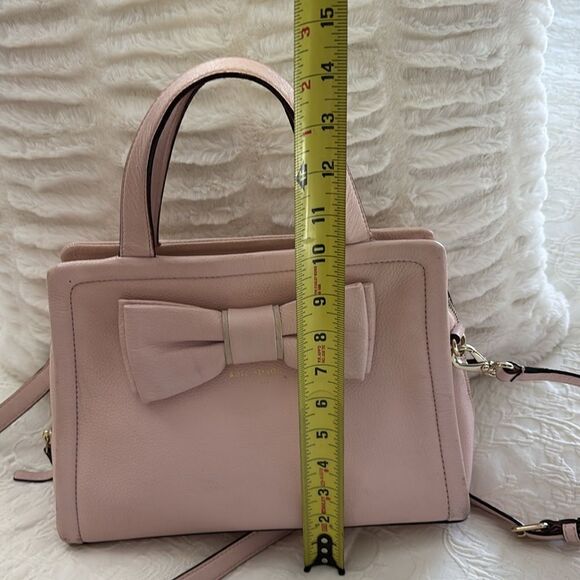 Kate Spade Pink Rose Bow Pebble Soft Leather Crossbody Shoulder Bag Purse - Picture 11 of 16